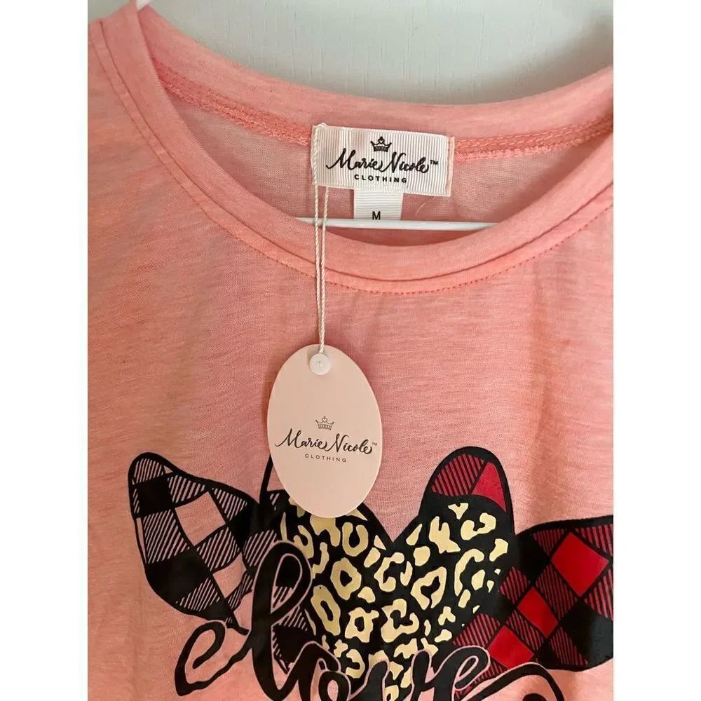 New Marie Nicole Clothing Pink Love Thin Sweatshirt M — image 6 of 8